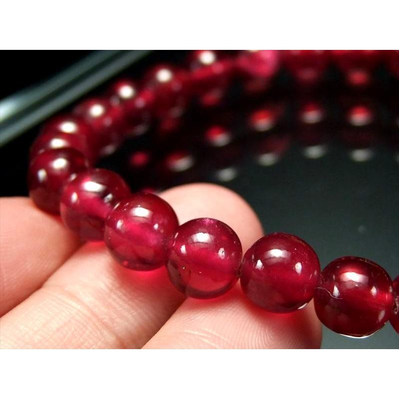 ロイヤルクラス 宝石質 ルビー(紅玉)ブレスレット 8.5mm-9mm×25珠 宝石 
