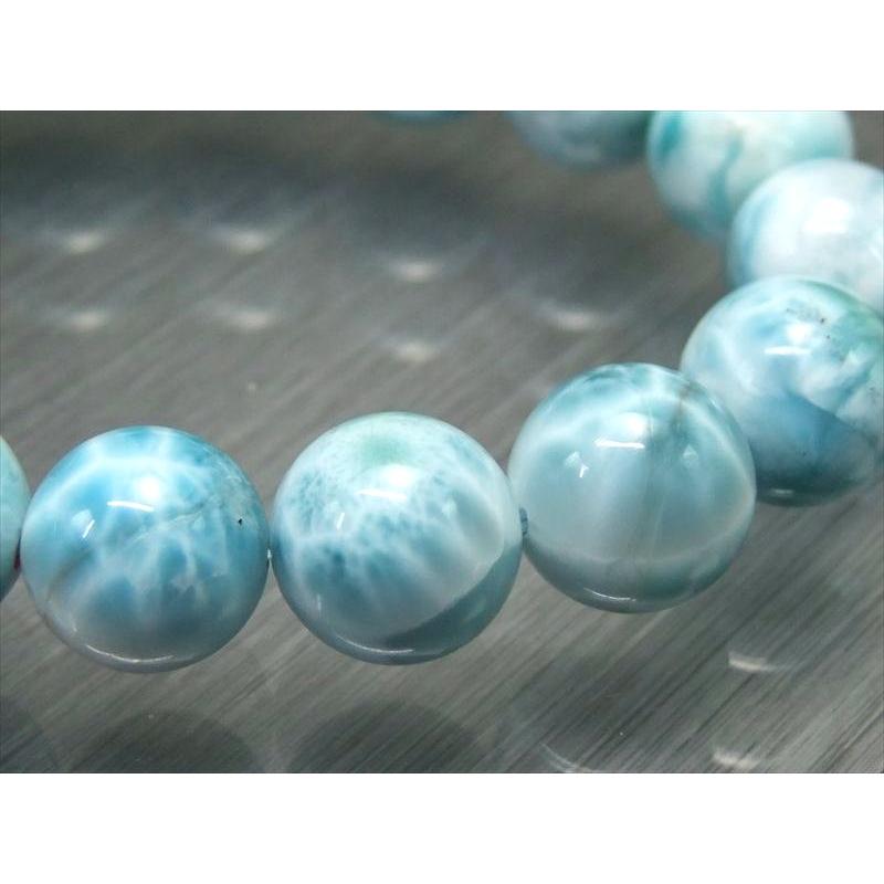 店頭展示中 大珠 水面模様くっきり3A+ ラリマー ブルーペクトライト ブレスレット 14mm-14.5mm×16珠 愛と平和の石 カリブの青い奇跡 一点もの パワーストーンの画像