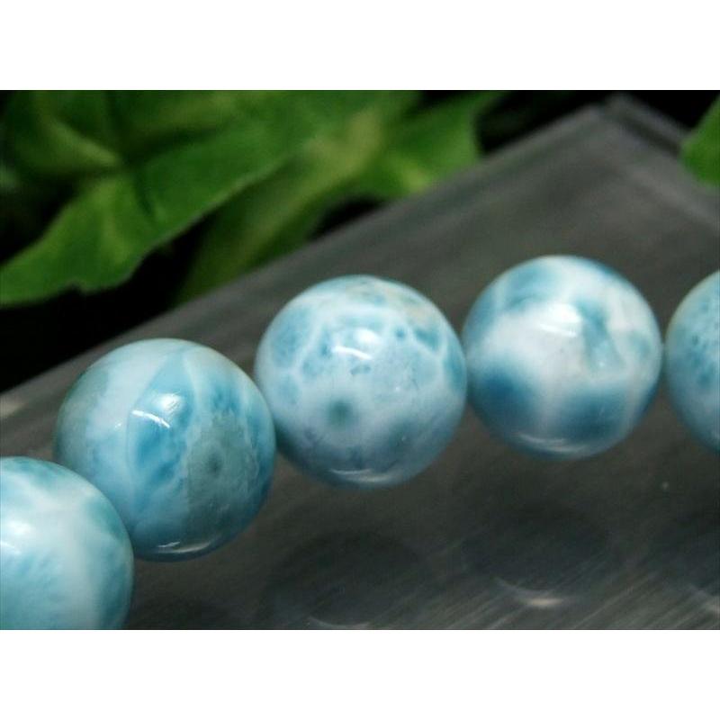 店頭展示中 大珠 水面模様くっきり3A+ ラリマー ブルーペクトライト ブレスレット 14mm-14.5mm×16珠 愛と平和の石 カリブの青い奇跡 一点もの パワーストーンの画像