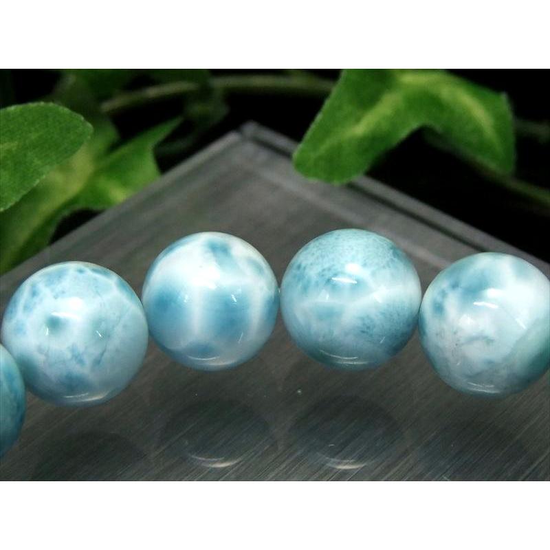 店頭展示中 大珠 水面模様くっきり3A+ ラリマー ブルーペクトライト ブレスレット 14mm-14.5mm×16珠 愛と平和の石 カリブの青い奇跡 一点もの パワーストーンの画像