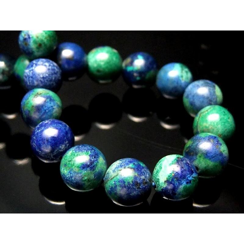 お気に入りの これぞ地球と呼べる配色 4a 9 5mm 10mm 21珠 アズライトクリソコラ ブレスレット 9 5mm 10mm 21珠 幸運と繁栄の象徴 4a 極上天然石 藍銅鉱 珪孔雀石 極上天然石 一点もの コンゴ産 トラタニ 2af731 Studio J Co