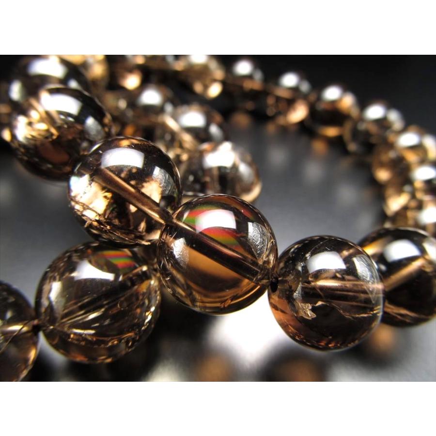 超透明 虹入り スモーキークォーツ ブレスレット 8mm-9mm×23珠前後