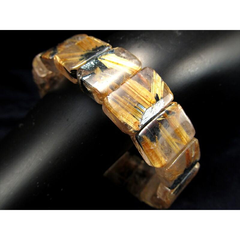 4A 太陽タイチン入り ゴールドルチルクォーツ バングルブレスレット 幅約14mm-16mm キラキラタイプ ブラジル産 パワーストーン 天然石の画像