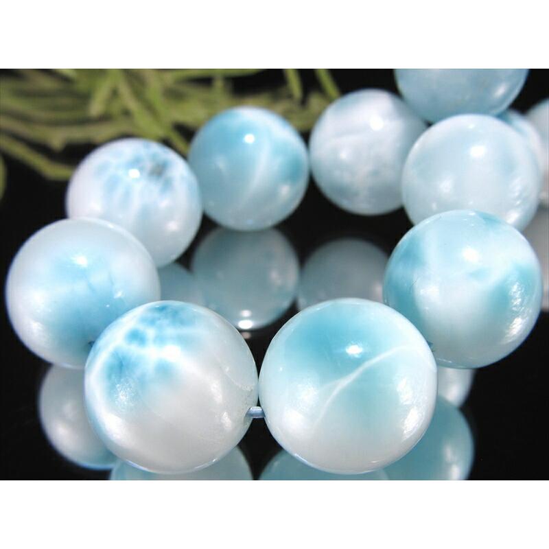 2A ラリマー(ブルーペクトライト) ブレスレット 7mm-8mm×25珠 波模様  