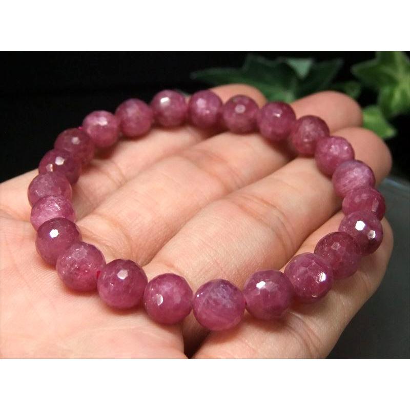 極上多面カット 4A ルビー(紅玉)ミラーボールカット ブレスレット 8mm  