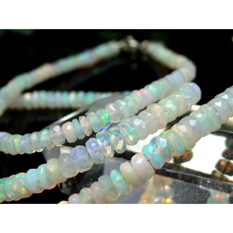 ☆キラキラ☆虹色遊色プレシャスオパールブレスレットsv925♡贅沢2連