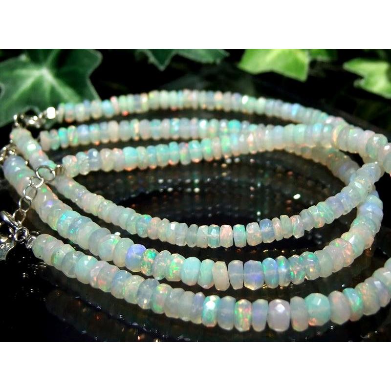 ☆キラキラ☆虹色遊色プレシャスオパールブレスレットsv925♡贅沢2連