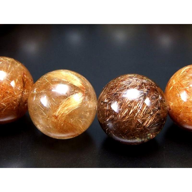 極彩ルチル 5色の福禄寿ルチル 4A MIXルチルクォーツ ブレスレット 約14mm-14.5mm×15珠 運気MAXルチル 幸福・富貴・長寿 三大欲求を叶える石 一点ものの画像