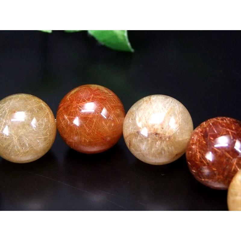 極彩ルチル 5色の福禄寿ルチル 4A MIXルチルクォーツ ブレスレット 約14mm-14.5mm×15珠 運気MAXルチル 幸福・富貴・長寿 三大欲求を叶える石 一点ものの画像
