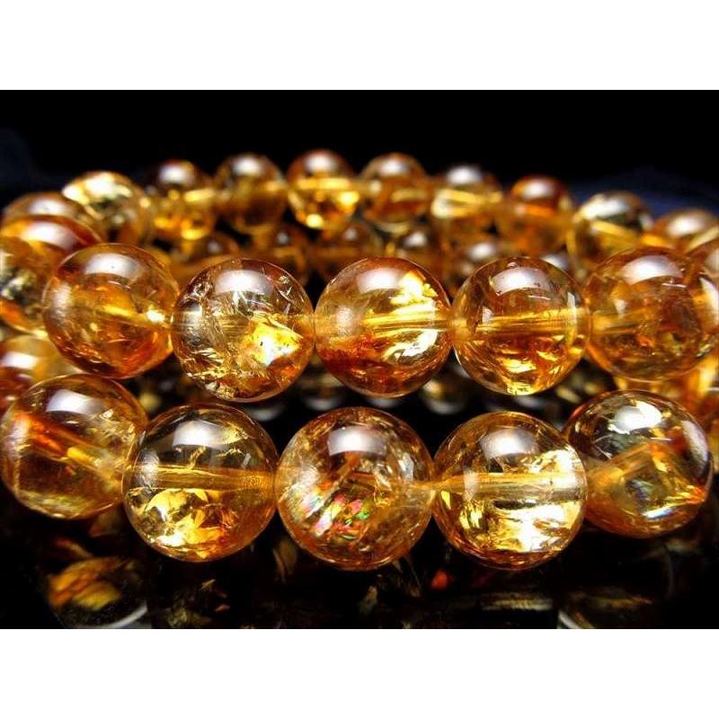 美麗アイリス レインボーシトリン (黄水晶) ブレスレット 8.5mm-9mm×21 