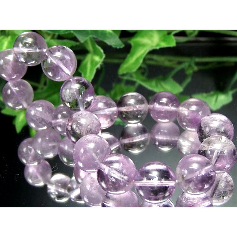 濃色パープルタイプ モンドクォーツエレスチャル ブレスレット 約12mm-12.5mm×18珠 世界的希少水晶 ギャランティーカード付き タンザニア モンド地方産の画像
