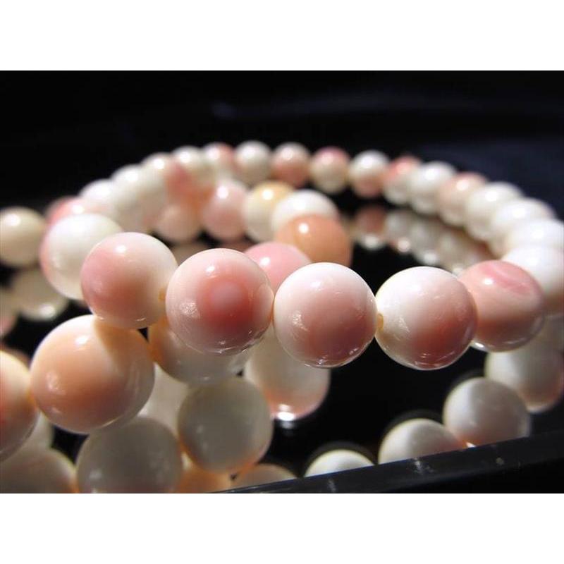 2A 天然ピーチシェル(クイーンコンクシェル)ブレスレット 約10mm-10.5  