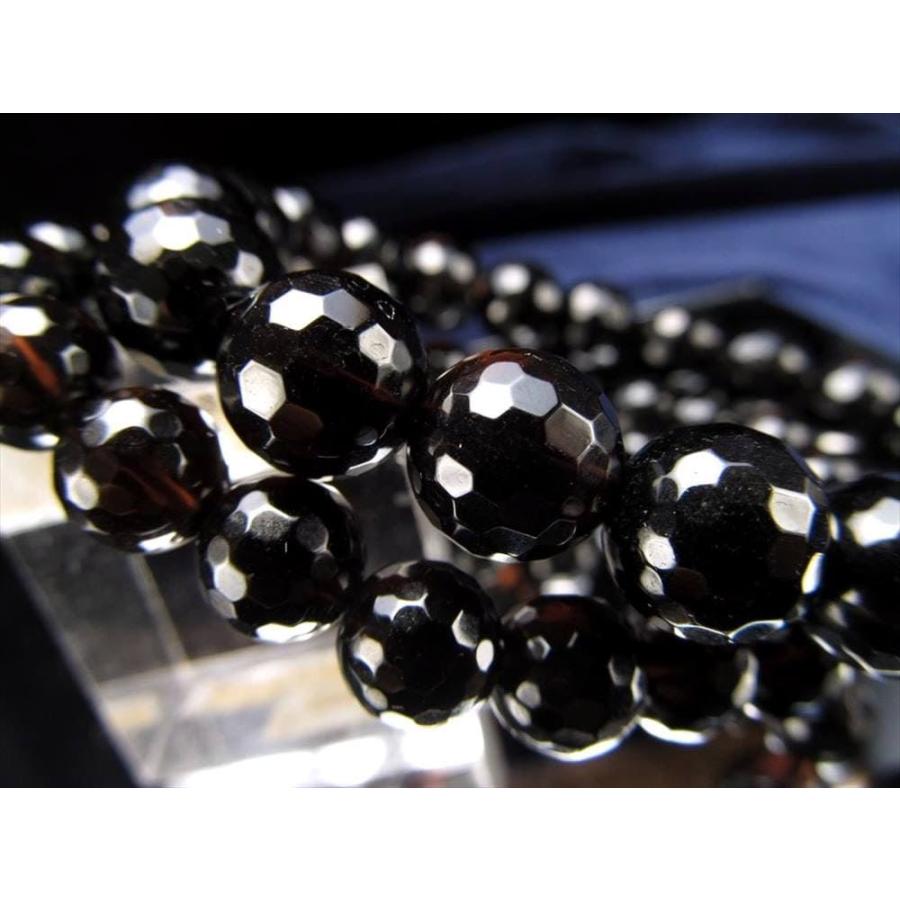 4A 黒水晶 ミラーボールカット ブレスレット 約10.5mm×19珠前後 極上 