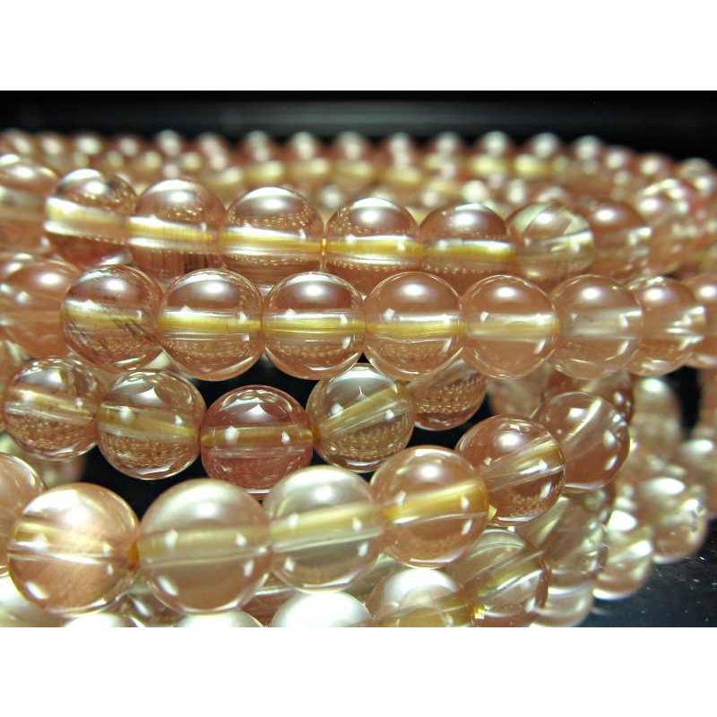 希少 ピンクブラウン アンデシン（中性長石）ブレスレット 6mm-6.5mm 