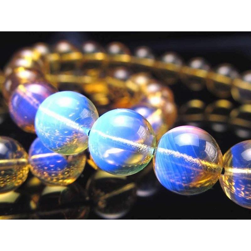 希少メキシコ産 3A+ ブルーアンバー ブレスレット 7mm×25珠前後 青に