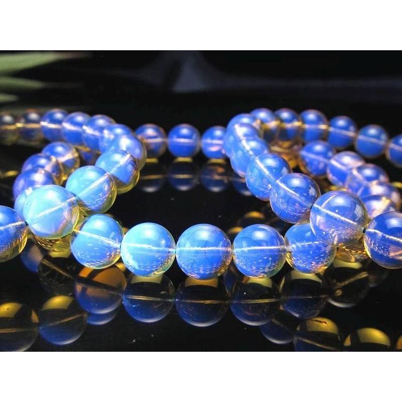 希少メキシコ産 3A+ ブルーアンバー ブレスレット 7mm×25珠前後 青に