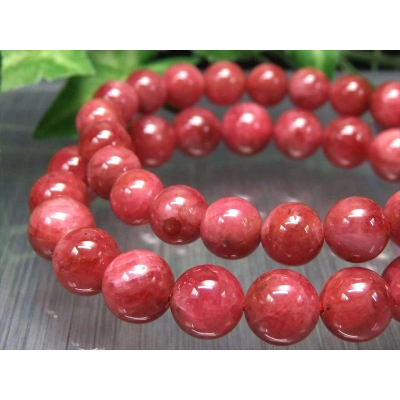 ロードナイト 薔薇輝石 ブレスレット 8mm-8.5mm×23珠前後 鮮やかピンク 