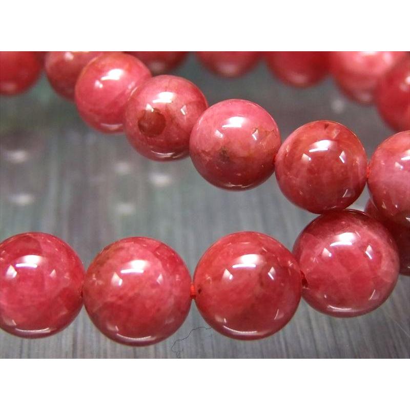 ロードナイト 薔薇輝石 ブレスレット 8mm-8.5mm×23珠前後 鮮やかピンク