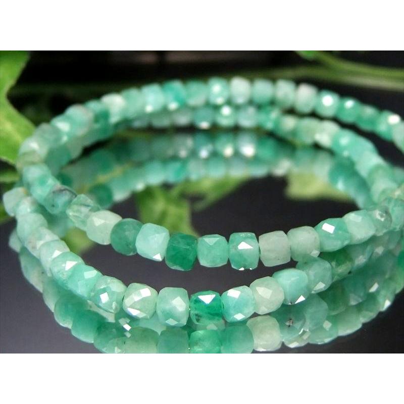 エメラルド キューブカット ブレスレット 幅約4mm-4.5mm キラキラ
