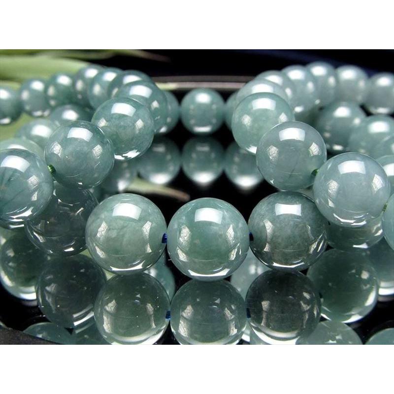 コスパ良好 世界三大翡翠産地 3A ブルーグリーンジェイド 翡翠 ブレスレット 10mm×20珠前後 優艶なグアテマラブルー 瑞々しい上品な質感 グアテマラ産の画像