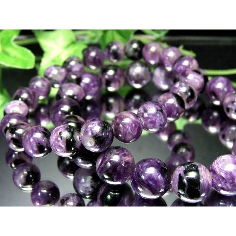 ブラックチャロアイト チャロ石 ブレスレット 約11.5mm-12mm×18珠前後 世界三大ヒーリングストーン 油絵のようなマーブル模様の画像