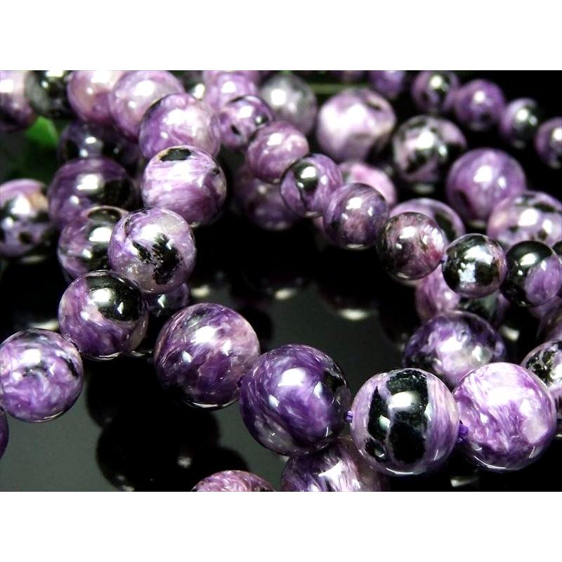 ブラックチャロアイト チャロ石 ブレスレット 約11.5mm-12mm×18珠前後 世界三大ヒーリングストーン 油絵のようなマーブル模様の画像