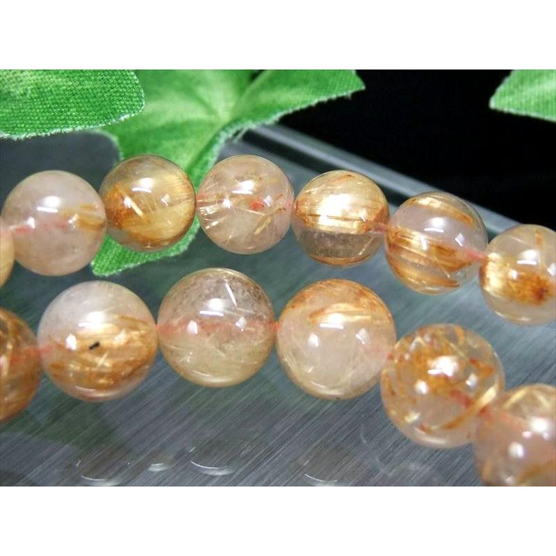 3A タイチン多め ゴールドルチルクォーツ ブレスレット 8.5mm-9mm×22珠