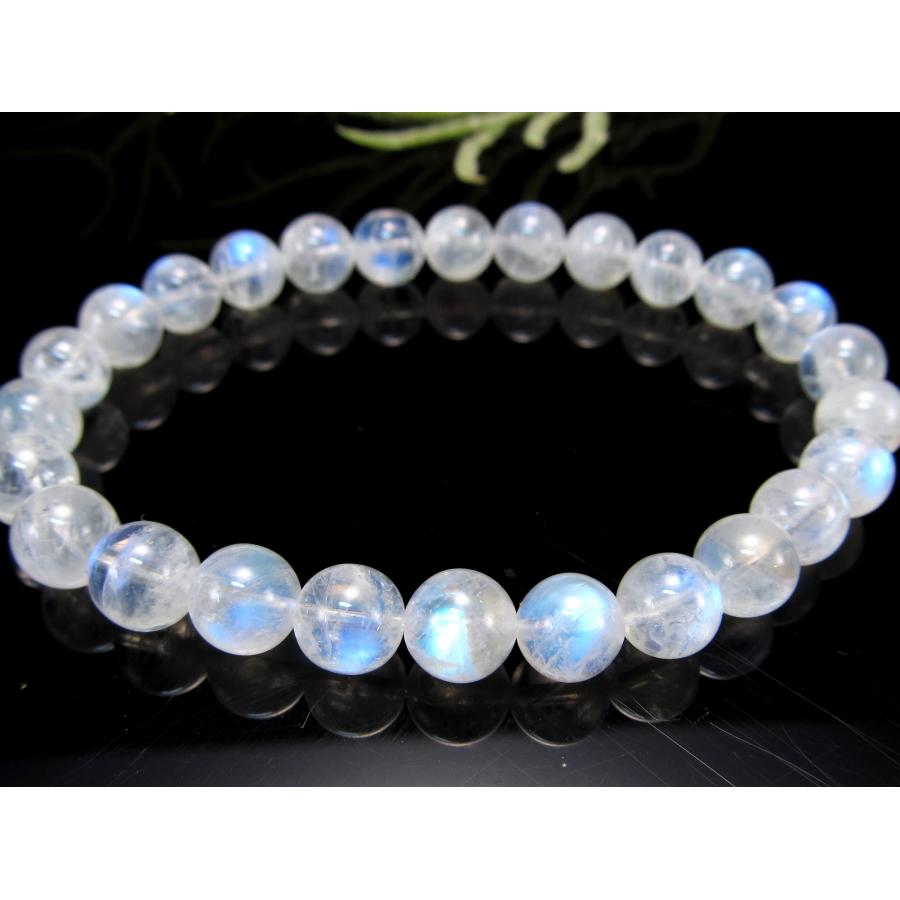 美麗ブルーシラー 5A ブルームーンストーン ブレスレット 7mm-7.5mm×26