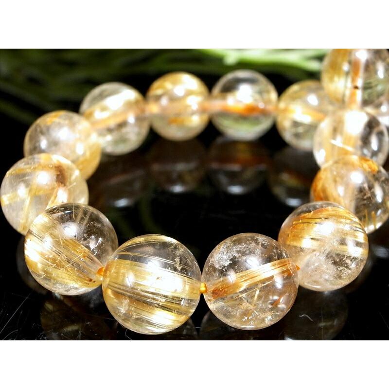 針多め 3A+ ゴールドルチルクォーツ ブレスレット 8mm-8.5mm×23珠 繊細