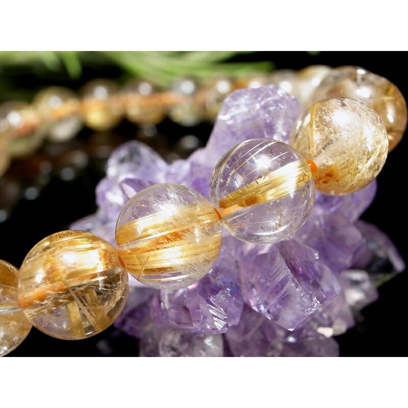 針多め 3A+ ゴールドルチルクォーツ ブレスレット 8mm-8.5mm×23珠 繊細