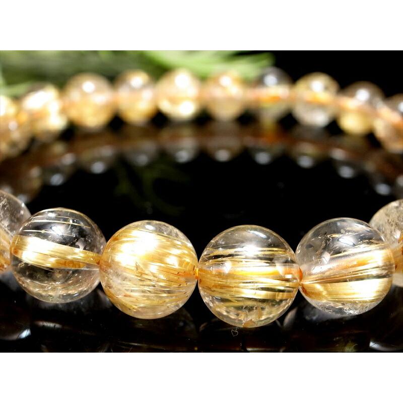 店頭展示中 針多め 3A+ ゴールドルチルクォーツ ブレスレット 8mm-8.5