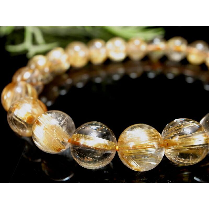 店頭展示中 針多め 3A+ ゴールドルチルクォーツ ブレスレット 8mm-8.5