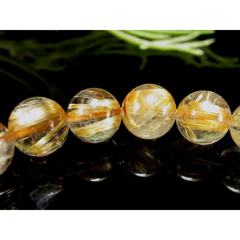 店頭展示中 針多め 3A+ ゴールドルチルクォーツ ブレスレット 8mm-8.5