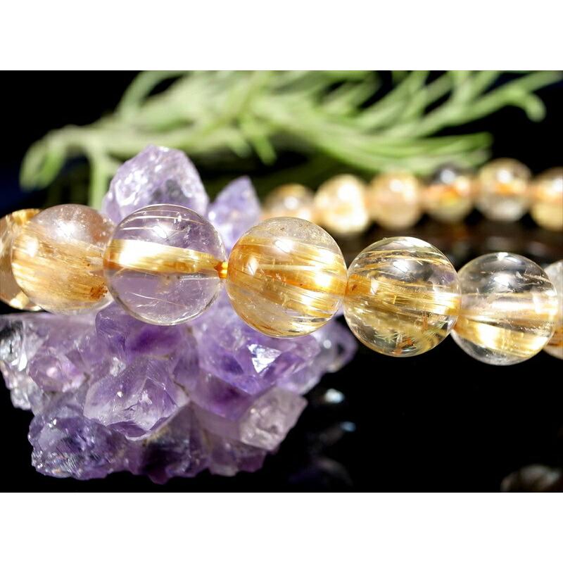 針多め 3A+ ゴールドルチルクォーツ ブレスレット 8mm-8.5mm×23珠 繊細