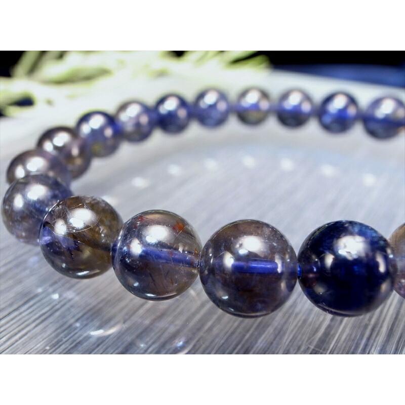ブレスレット アイオライト 神秘的カラーチェンジ コーディエライト/菫青石 きんせい石 8.5mm-9mm×22珠 夢や目標へ導く石 一点物 スリランカ産の画像