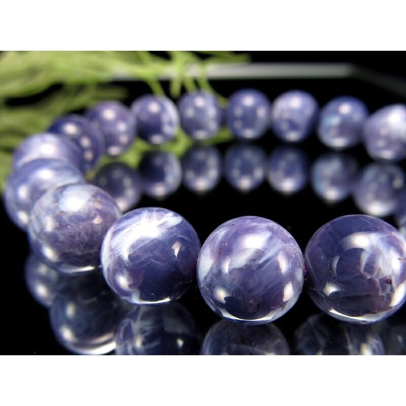 ブレスレット ラベンダーカラー マーブルスコロライト 10.5mm-11mm×19