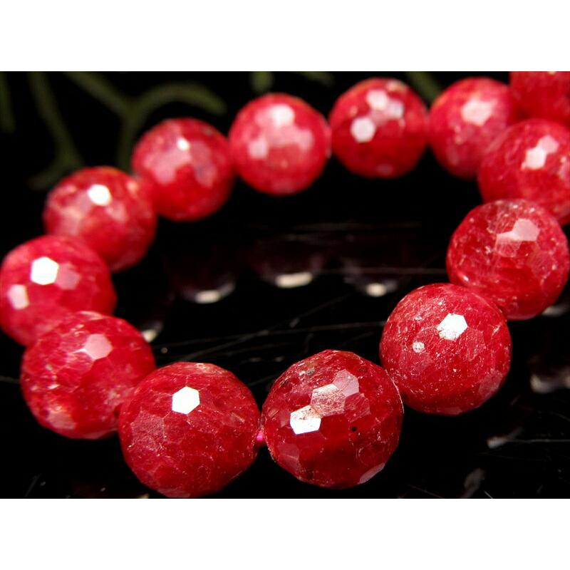 3A+ ブラッディルビー ミラーボールカット ブレスレット 約8mm×23珠