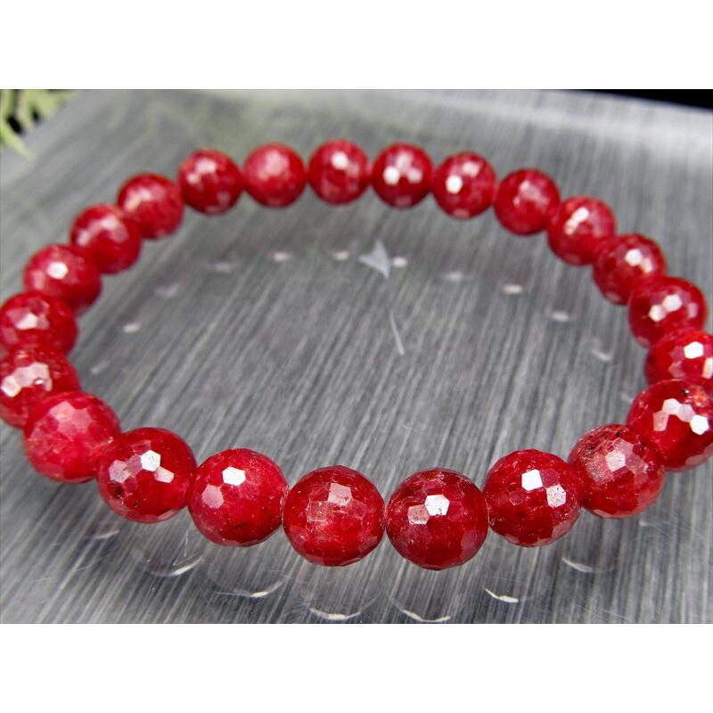 3A+ ブラッディルビー ミラーボールカット ブレスレット 約8mm×23珠
