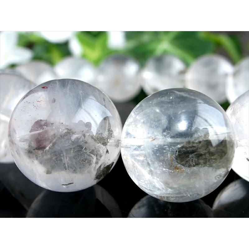 店頭展示中 大珠 5A マーカサイトインクォーツ 白鉄鉱入り水晶 ブレスレット 17mm-18mm×13珠 希少なマーカサイトとライモナイトの共演の画像