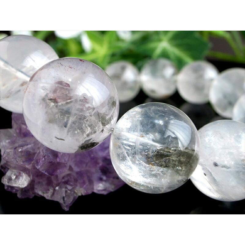 店頭展示中 大珠 5A マーカサイトインクォーツ 白鉄鉱入り水晶 ブレスレット 17mm-18mm×13珠 希少なマーカサイトとライモナイトの共演の画像
