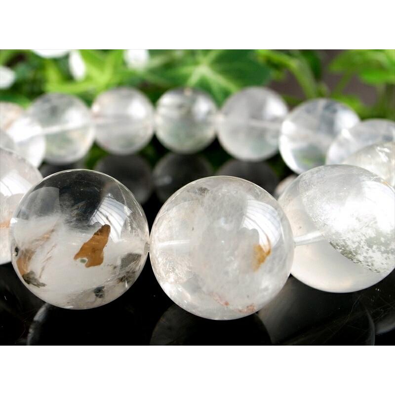 店頭展示中 大珠 5A マーカサイトインクォーツ 白鉄鉱入り水晶 ブレスレット 17mm-18mm×13珠 希少なマーカサイトとライモナイトの共演の画像