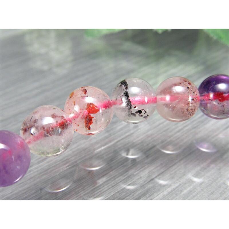 3A+ スーパーセブン ブレスレット 7.5mm-8mm×25珠 7つのパワーを持つ石 大人気MIXカラー 極上天然石 キラキラインクルージョン 1点もの ブラジル産の画像