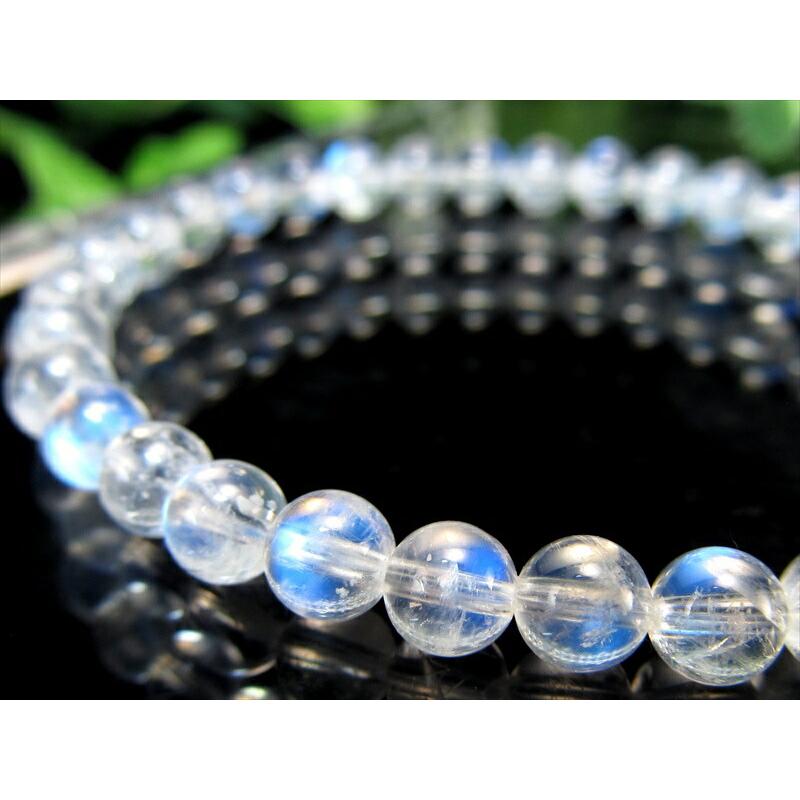 永遠の愛の象徴 5A ブルー ムーンストーン ブレスレット 5mm-5.5mm×35