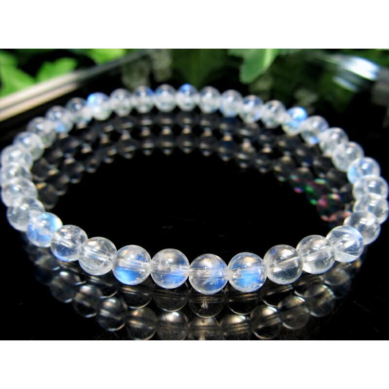 永遠の愛の象徴 5A ブルー ムーンストーン ブレスレット 5mm-5.5mm×35