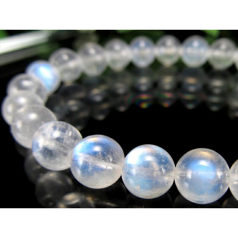 4A ブルームーンストーン ブレスレット 7.5mm-8mm×25珠 美麗ブルー