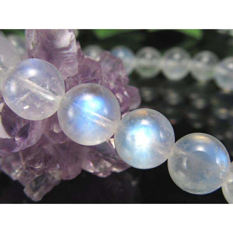 4A ブルームーンストーン ブレスレット 7.5mm-8mm×25珠 美麗ブルー