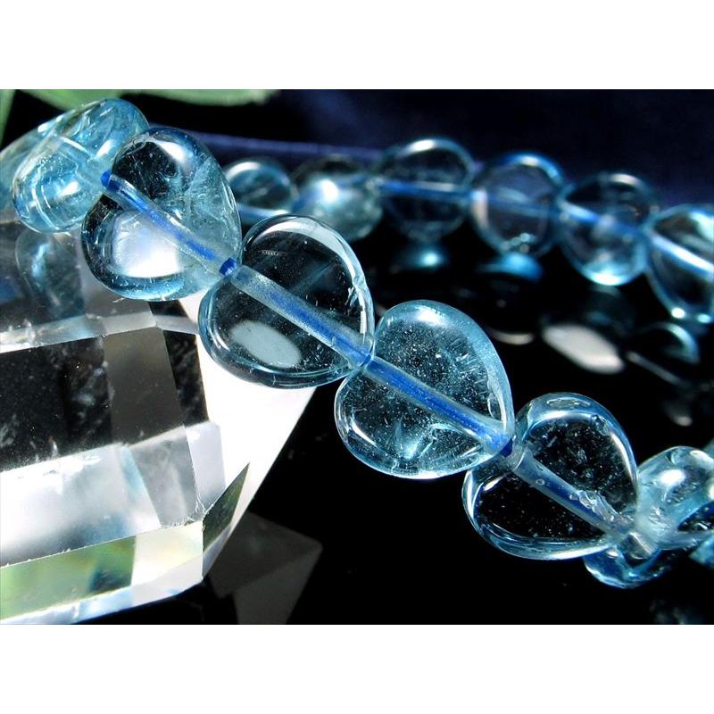 3A+ ぷっくり可愛いハート型 ブルートパーズ ハート型ブレスレット 幅