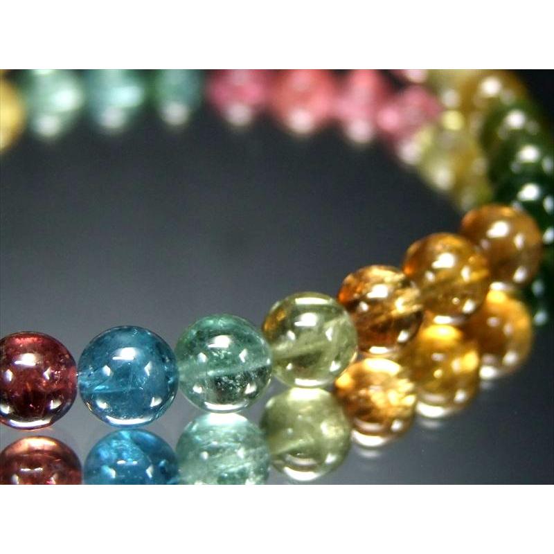 奇跡を起こす7色揃い S級 MIXカラー トルマリン ブレスレット 6mm-6.5