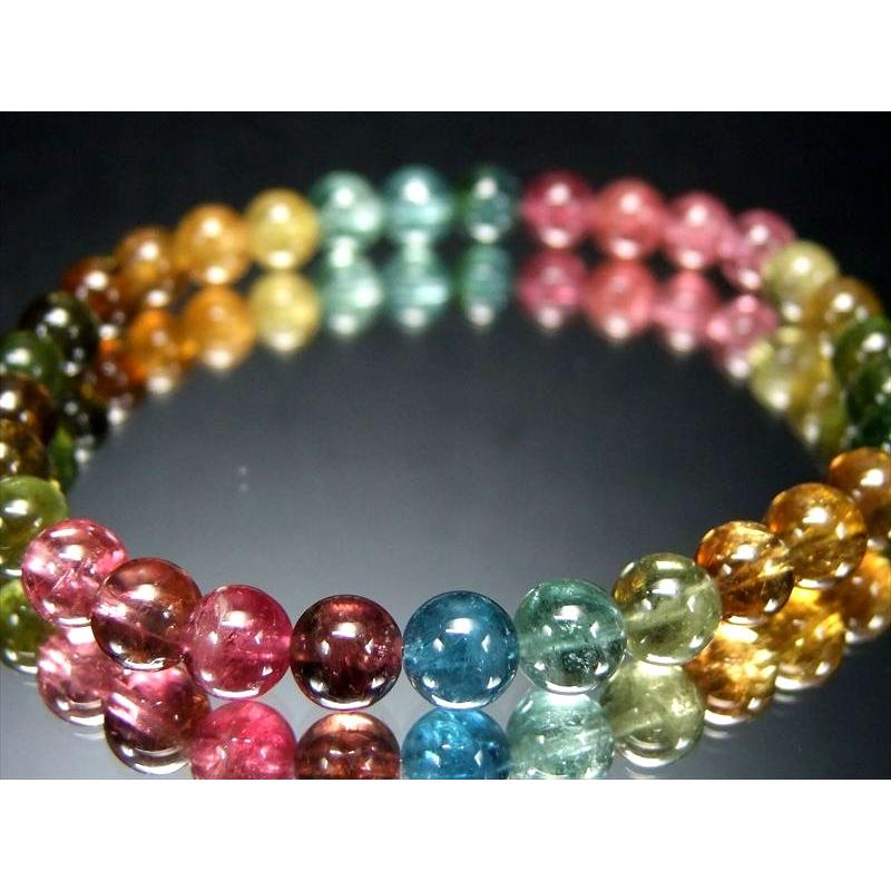 奇跡を起こす7色揃い S級 MIXカラー トルマリン ブレスレット 6mm-6.5