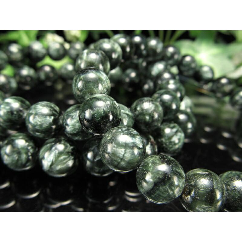 2A セラフィナイト 斜緑泥石 ブレスレット 9.5mm-10mm×21珠前後 神秘的